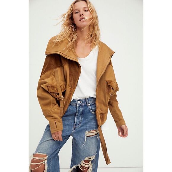 Free People x Nicholas K Bastie Sweatshirt Jacket Earth MSRP $498 Small